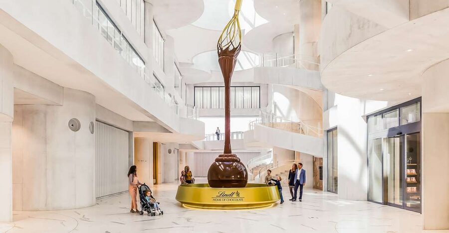 Lindt Home of Chocolate Museum Entry Ticket - The giant fountain sets the tone