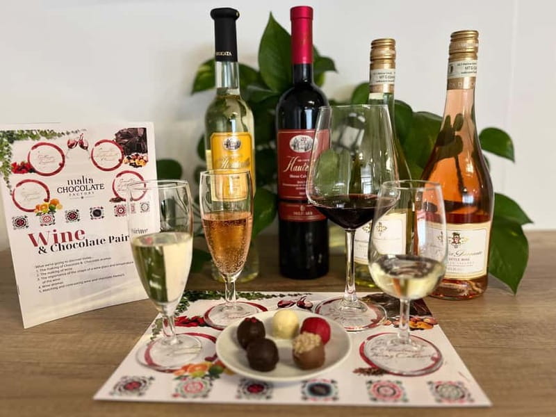 Malta: Wine and Chocolate Pairing Experience - Four Maltese wines in a small, focused tasting